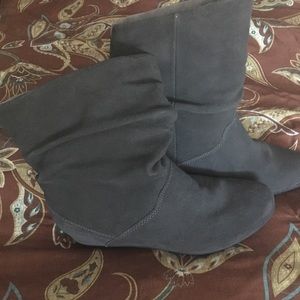 Gray suede boots